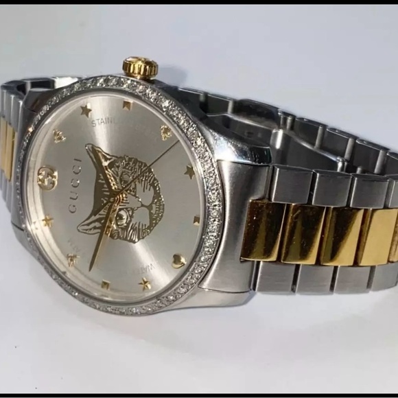 Gucci G-Timeless mystic cat two tone diamond bezel 38mm - Picture 11 of 16